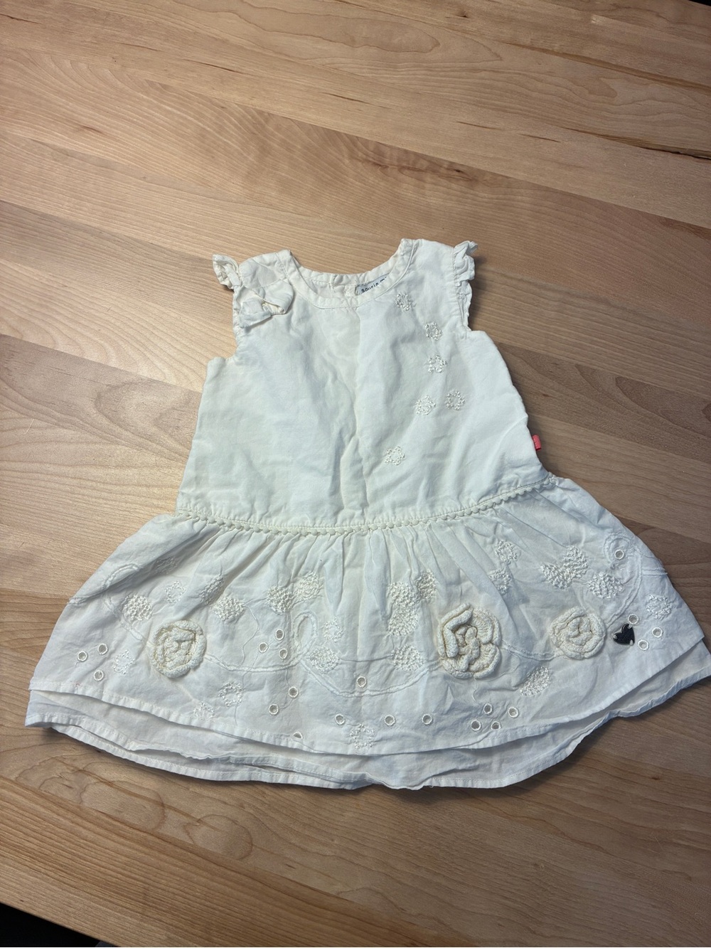 Souris Mini - Girls White Embroidered Cotton Dress